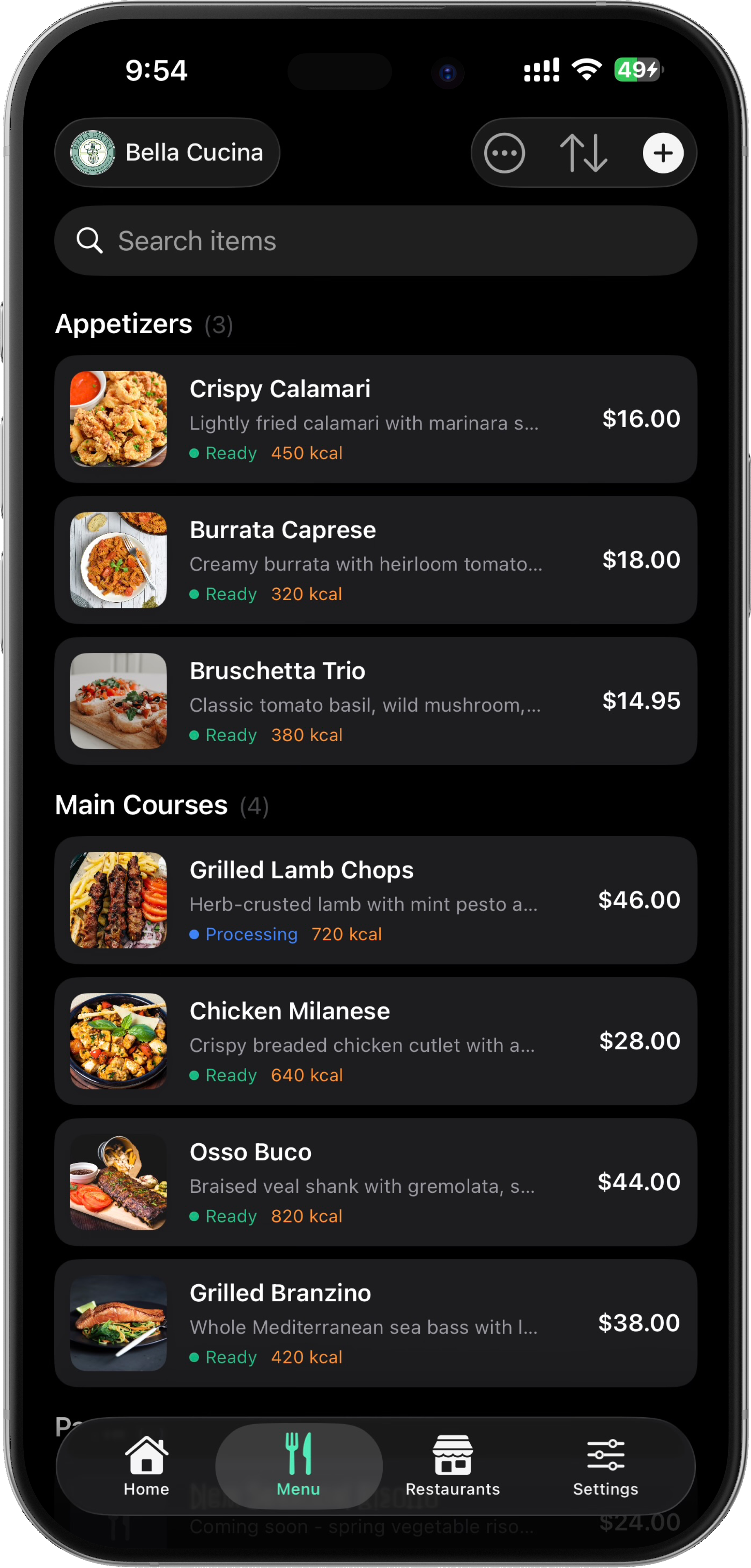 Menu Items